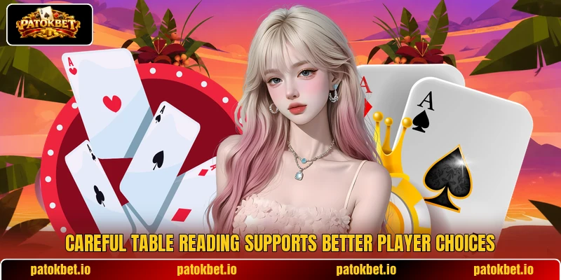Careful table reading supports better player choices Careful table reading supports better player choices