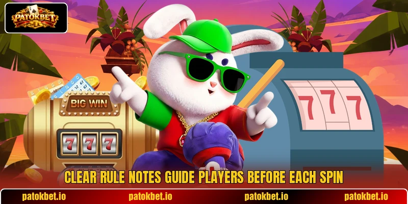 Clear rule notes guide players before each spin Clear rule notes guide players before each spin