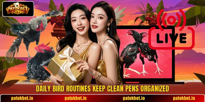 Daily bird routines keep clean pens organized Daily bird routines keep clean pens organized