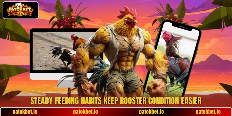 Steady feeding habits keep rooster condition easier Steady feeding habits keep rooster condition easier